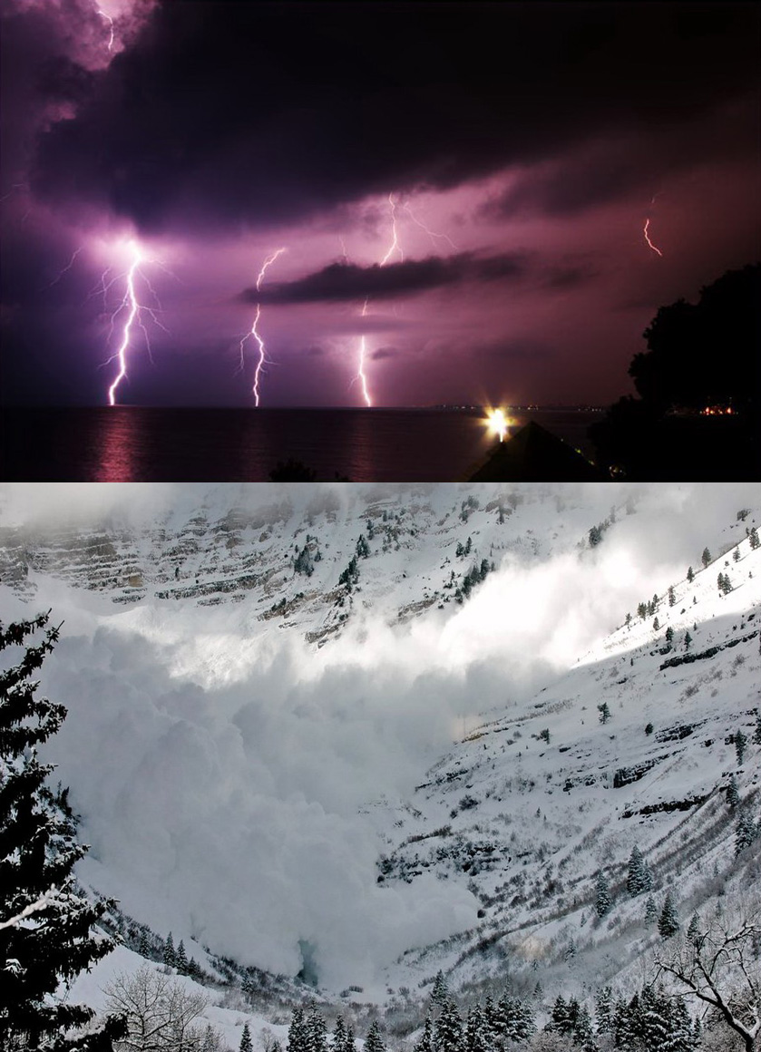 839x1160, 291 Kb / молния, лавина, снег