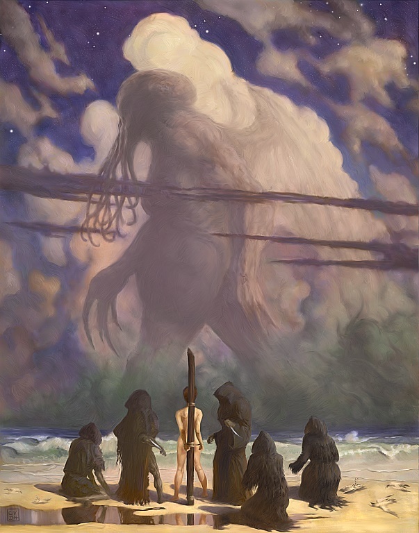 603x768, 162 Kb / ктулху, жертвоприношение, жрецы