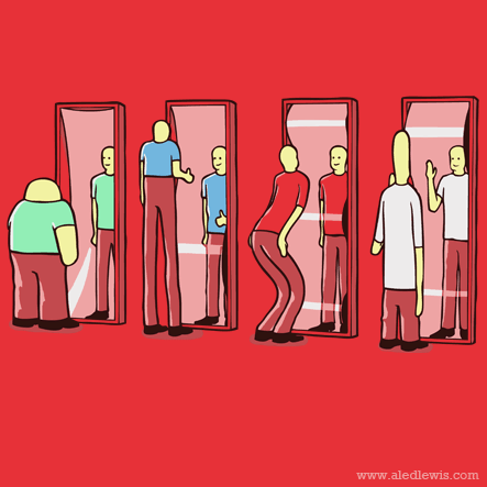 443x443, 37 Kb / кривое зеркало, красное