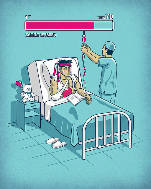 512x640, 197 Kb / капельница, здоровье, кровь, врач, мишка, кровать, больница, тапочки, боец