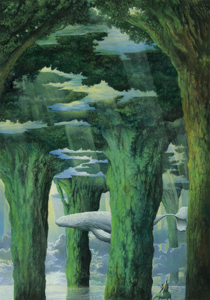 700x1000, 162 Kb / кит, рисунок, облака, деревья, вода, зеленое, сюрреализм