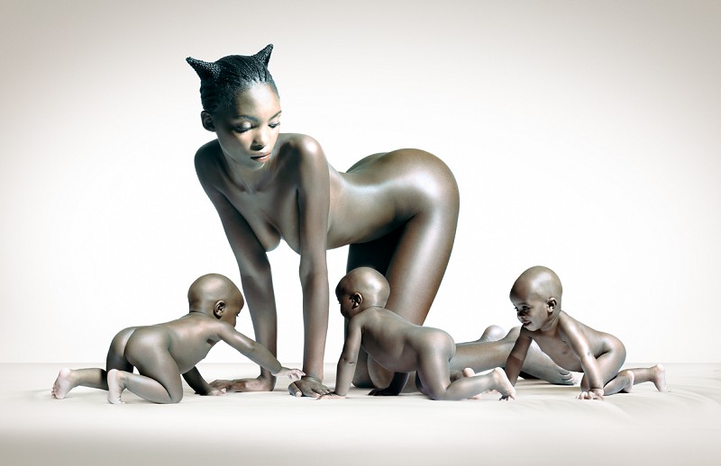 800x518, 53 Kb / котята, мама, дети, негритянка