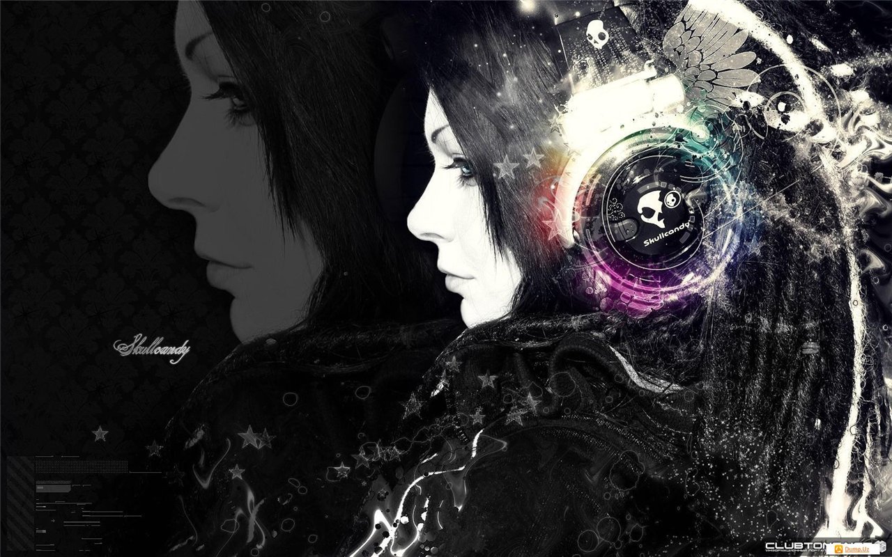 1280x800, 241 Kb / наушники, девушка, обои, skullcandy