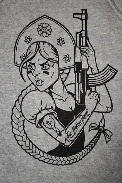 402x604, 89 Kb / АК47, девушка, автомат, калашников, коса, кокошник