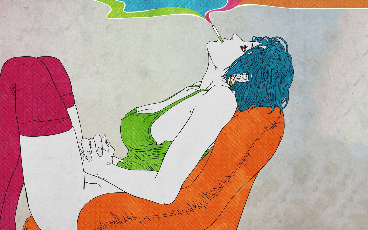 1440x900, 251 Kb / сигарета, чулки, кресло, рисунок, кислота