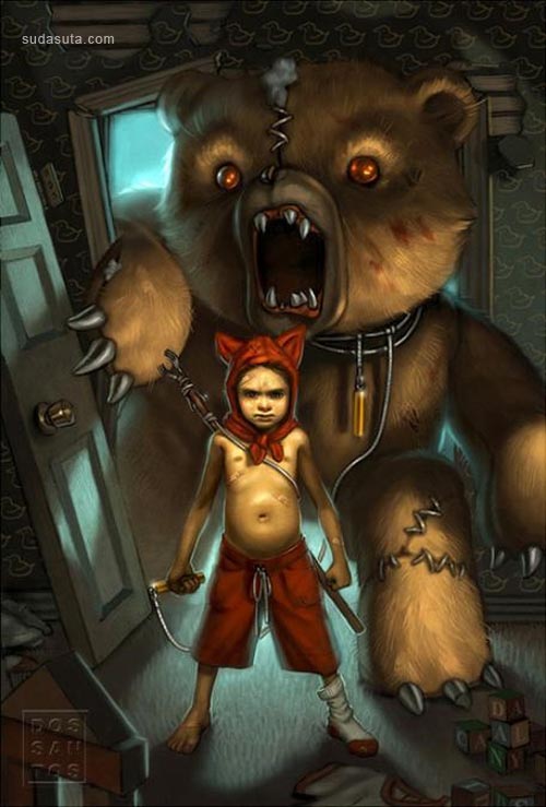 500x739, 54 Kb / мальчик, медведь, воин, чудовище