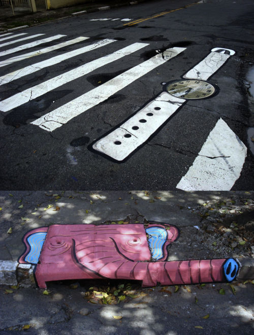 500x660, 78 Kb / слон, часы, зебра, люк, граффити