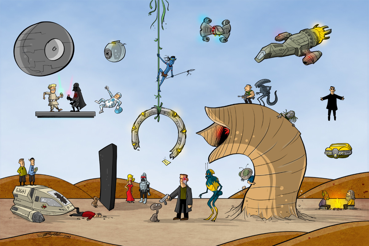 1200x800, 246 Kb / терминатор, звездные войны, нео, матрица, инопланетянин, звездный путь, муха, чужой, хищник, аватар