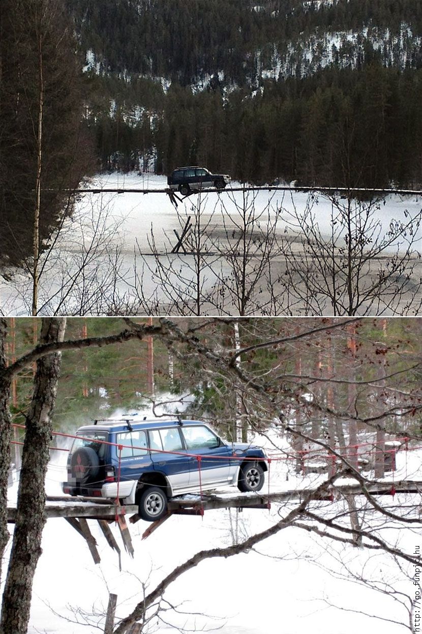 830x1247, 253 Kb / навесной мост, паджеро, pajero, застрял