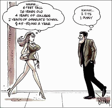 432x415, 54 Kb / мужчина, женщина, мысли, карикатура