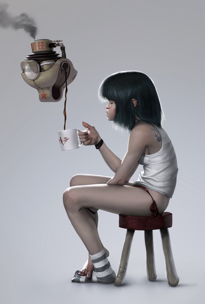 690x1024, 58 Kb / девочка, кофе, кружка