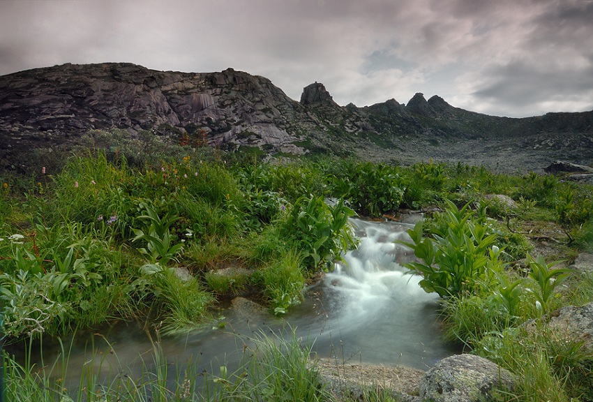 850x576, 233 Kb / речка, трава, скалы