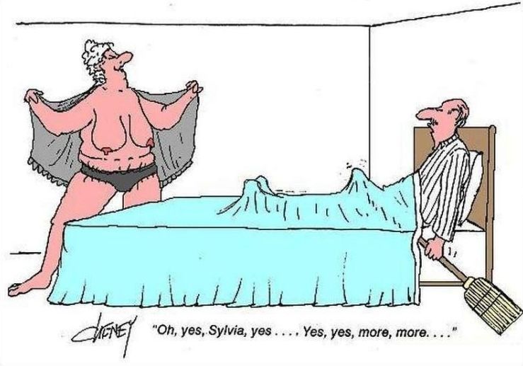 739x517, 55 Kb / метла, бабушка, дедушка, кровать