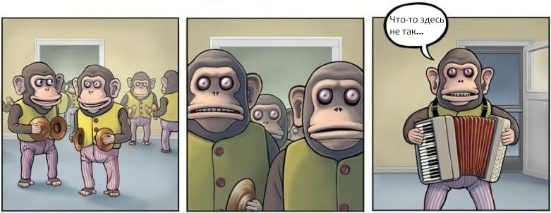 781x302, 51 Kb / обезьяны, тарелки, баян