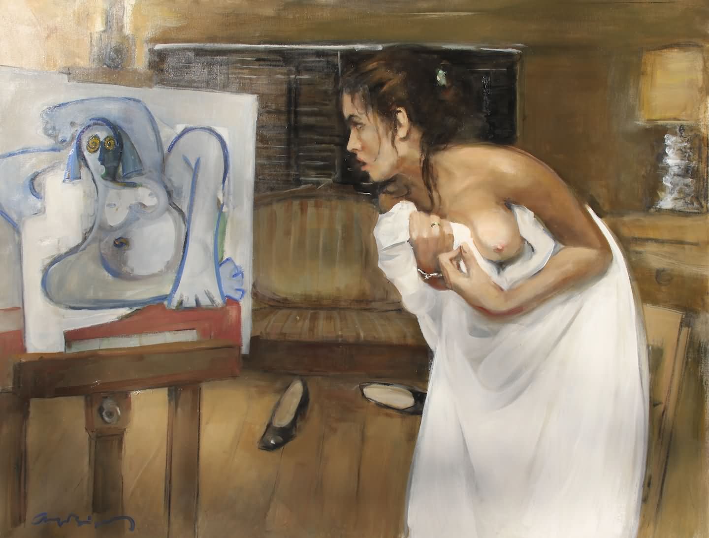 1440x1093, 105 Kb / модель, портрет, мольберт, девушка, картина, натурщица