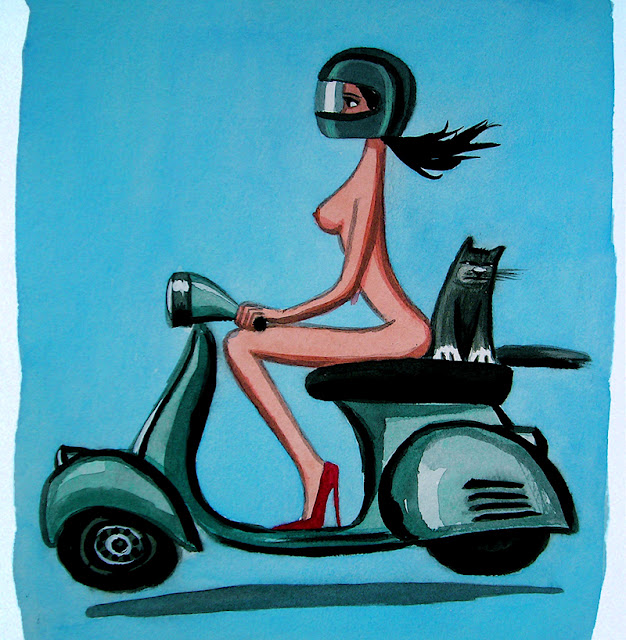 626x640, 143 Kb / мотороллер, котэ, шлем, девушка, туфли