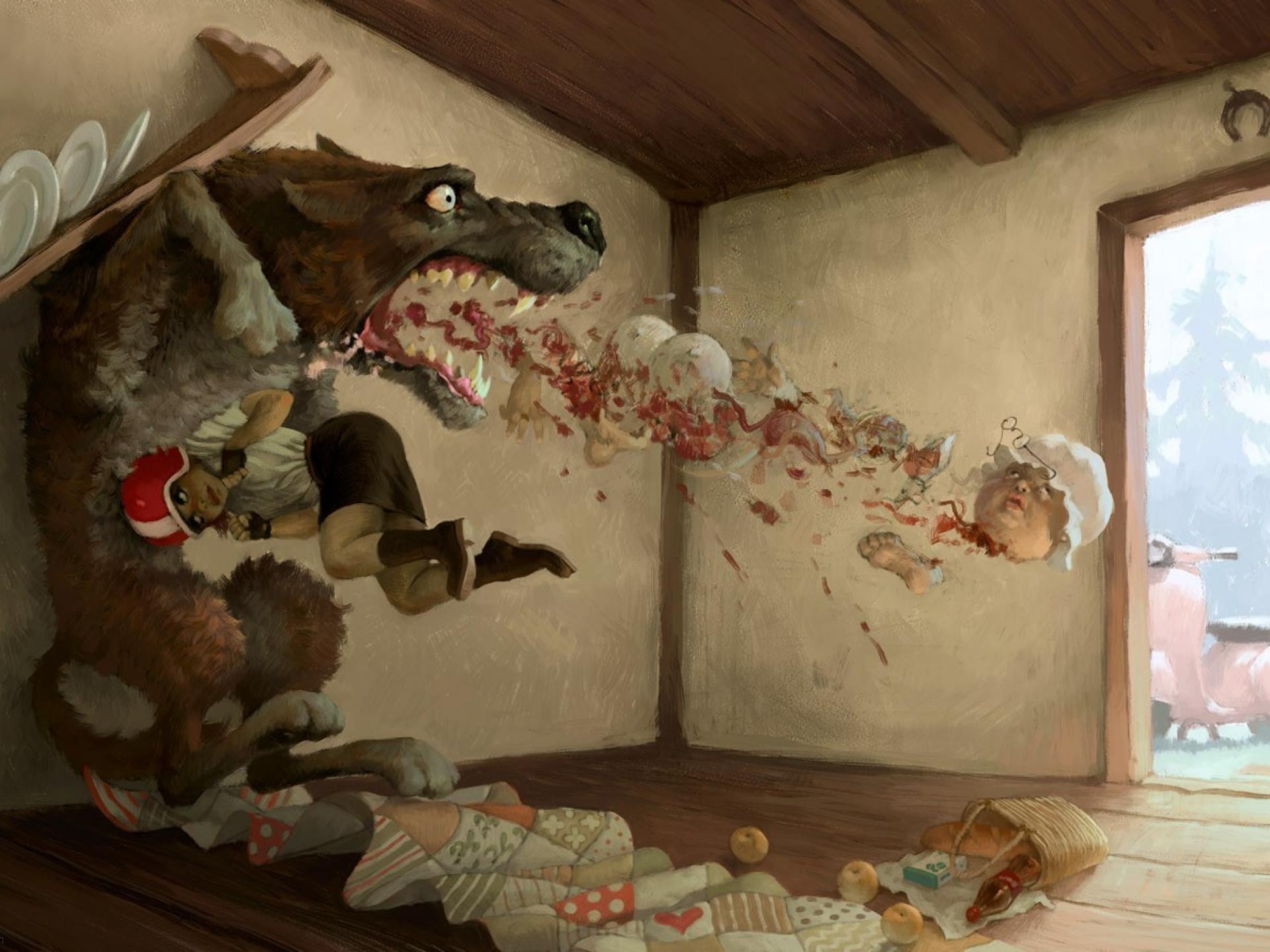 1920x1440, 233 Kb / волк, бабушка, красная, шапочка