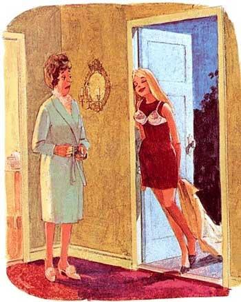 350x438, 35 Kb / лифчик, бюстгальтер, дверь, косяк, зеркало, возвращение, мать, блондинка