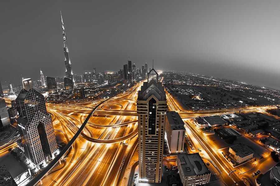 900x598, 158 Kb / город, ночь, развязка, дорога, свет