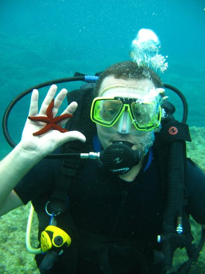 400x533, 40 Kb / yegorka, dive, морская звезда, акваланг, маска, вода