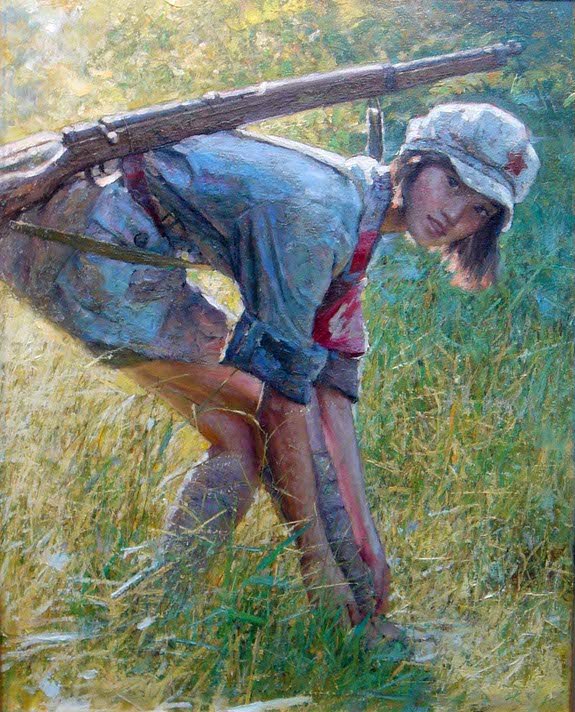 575x712, 132 Kb / пионерка, ружье, трава