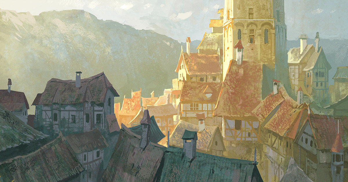 1200x628, 225 Kb / город, крыши, рисунок