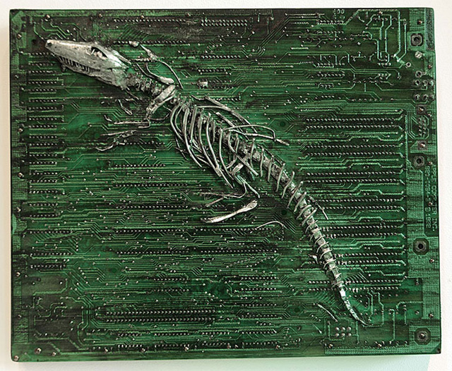 640x526, 225 Kb / динозавр, ящер, скелет, микросхема