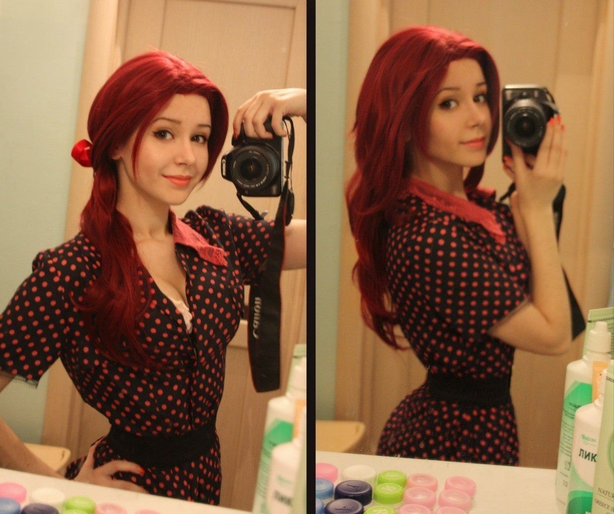 1223x1024, 198 Kb / фотоаппарат, зеркало, лук, девушка, няша
