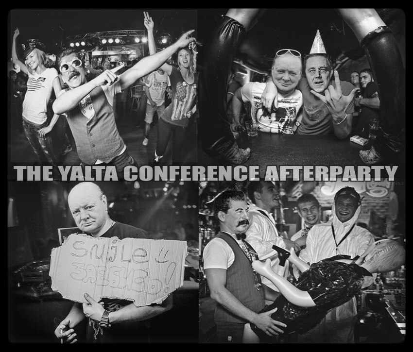 850x725, 131 Kb / afterparty, ялта, конференция, сталин, черчилль, рузвельт, ч/б, фотожаба