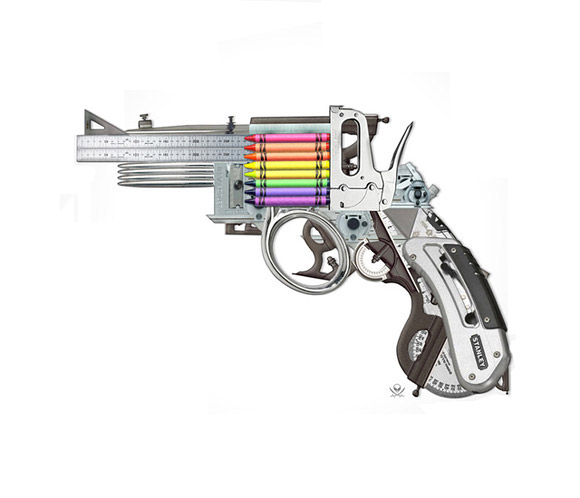 580x498, 40 Kb / пистолет, циркуль, логарифмическая линейка, карандаш