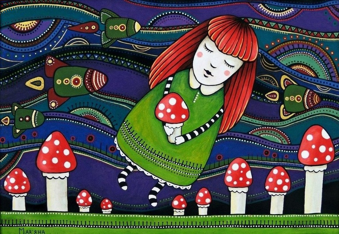 1181x815, 295 Kb / девочка, мухоморы