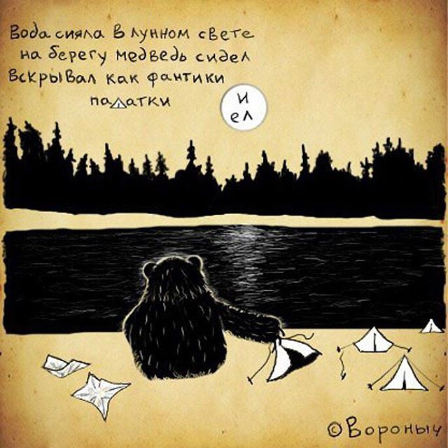 640x640, 70 Kb / медведь, палатка, ночь