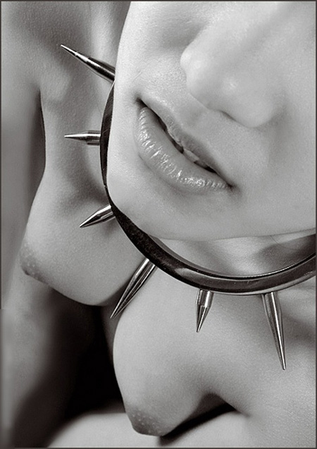 450x637, 109 Kb / ошейник, шипы, ч/б