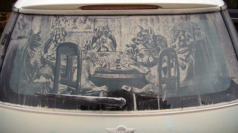 805x450, 82 Kb / пыль, собаки, карты, авто, мини