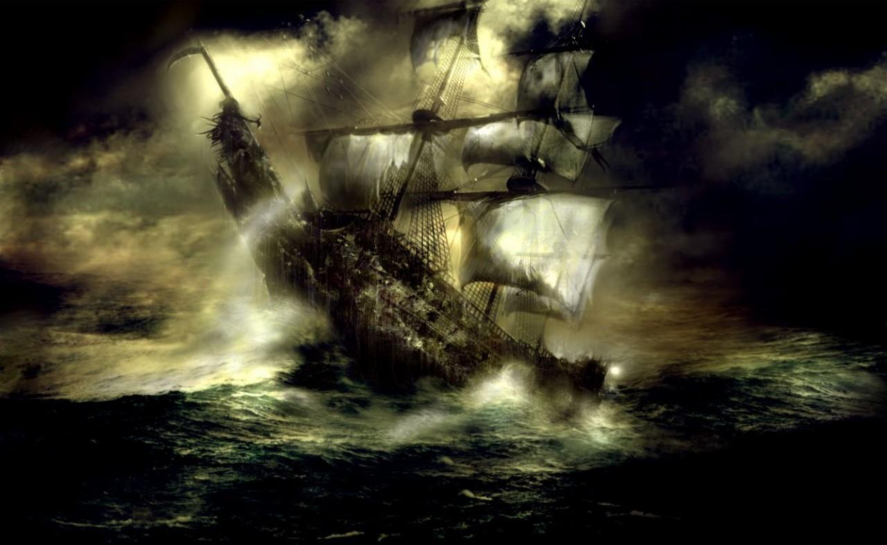 1280x786, 93 Kb / корабль, летучий голландец, марево, мираж, море, морок, подвод