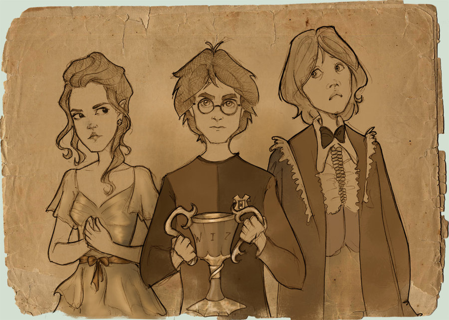 900x641, 146 Kb / Гарри, Поттер, фанарт, кино, рисунок