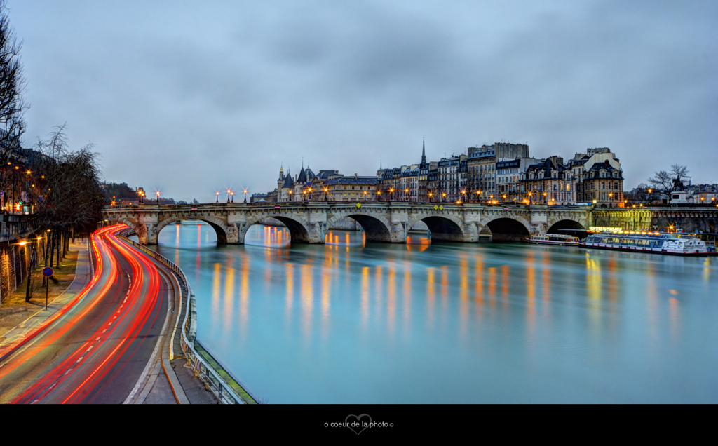 1024x636, 288 Kb / Париж, закат, Сена, мост