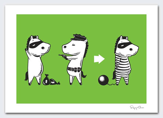 570x414, 33 Kb / зебра, грабитель, вор, коп, полицейский, заключенный