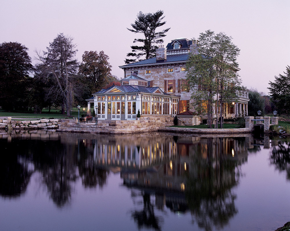 1000x794, 217 Kb / дом, веранда, вода, вилла, лес, камень