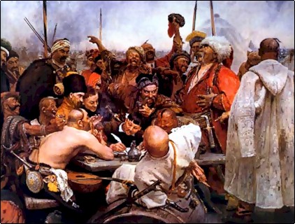 422x320, 57 Kb / казаки пишут заявление в милицию