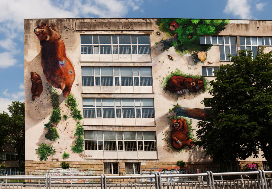 900x628, 287 Kb / здание, граффити, медведь