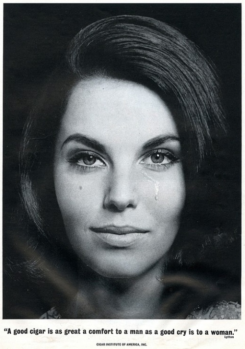 500x710, 165 Kb / сигара, плач, мужчина, женщина, реклама, слеза, ч/б