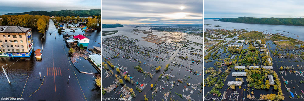1000x333, 124 Kb / город, тайга, наводнение, приамурье, панорама