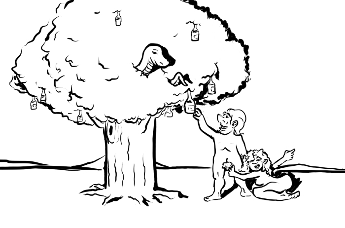 700x462, 82 Kb / змий, адам, ева, дерево, бутылка