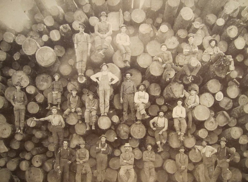 1023x750, 262 Kb / бревно, лесорубы, ретро, лесопилка, дрова, дровосеки, шляпа, ретро, круги, сюр, ч/б