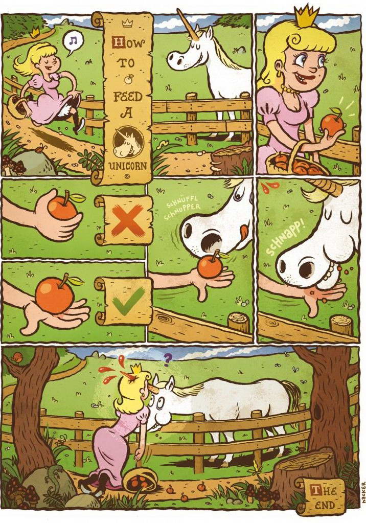 716x1023, 168 Kb / единорог, рисунок, яблоко, смерть