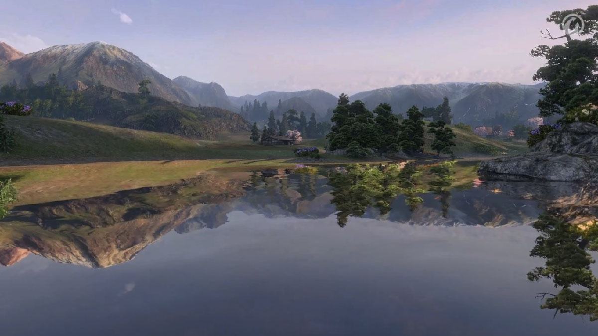 1200x675, 127 Kb / пейзаж, горы, вода, деревня, wot