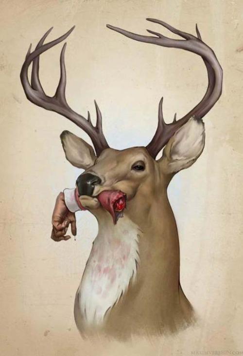 500x730, 34 Kb / олень, рука