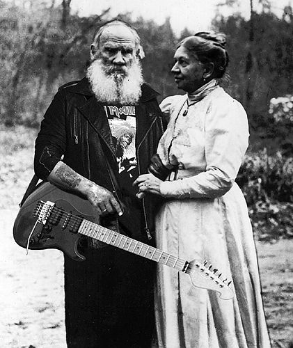 421x500, 52 Kb / айрон мэйден, толстой, гитара, ч/б