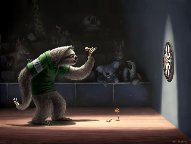 811x612, 87 Kb / дартс, ленивец, коала, игра